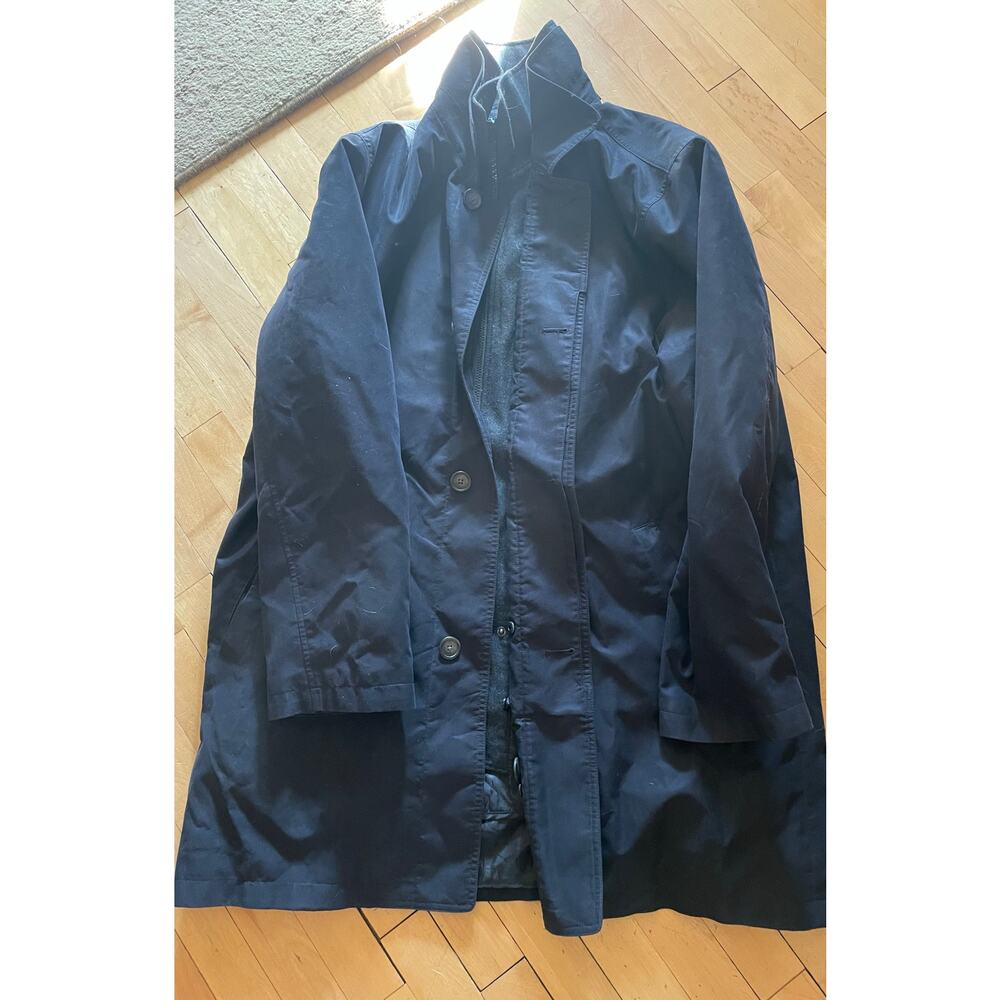 Vintage Lauren Ralph Lauren Mens Overcoat Coat 46 L Long Black removable liner